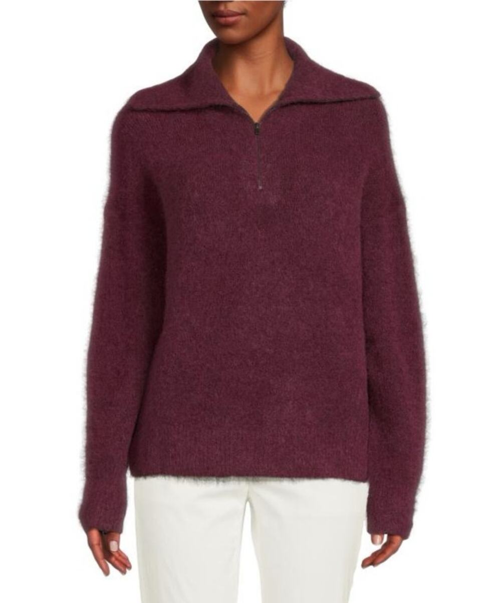 NWOT: Vince Alpaca Blend Burgundy Quarter Zip